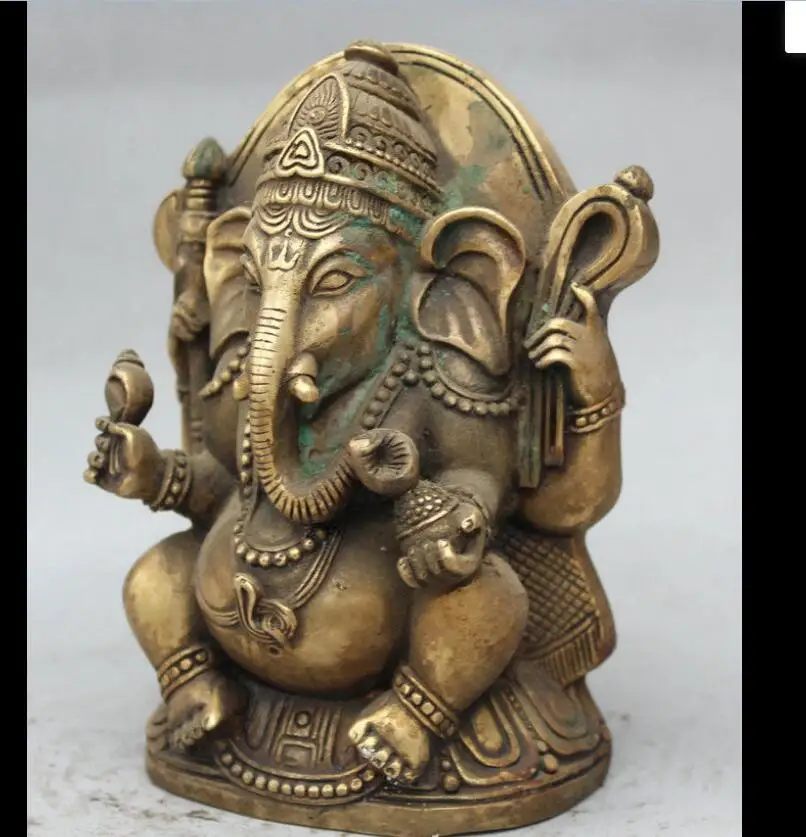 Китайская латунная Статуэтка на сиденье Будды Ганеш Ganapati Ganesh Lord слон | Дом и сад