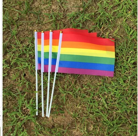 100 шт./лот Бесплатная доставка Радужный ручной флаг рука машущий руками ЛГБТ