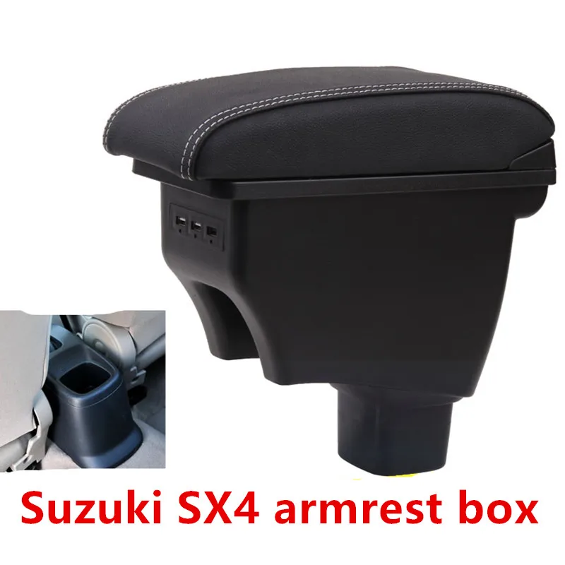 Black white line Для Suzuki SX4 подлокотник коробка центральный магазин содержимое коробка аксессуары с USB интерфейсом - Название цвета: Black white line