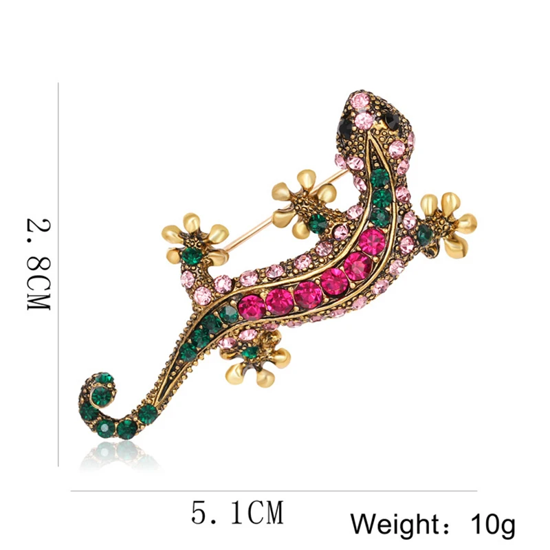 Мода Ретро сплава со стразами ящерица Брошь Булавки для Для женщин мужчин