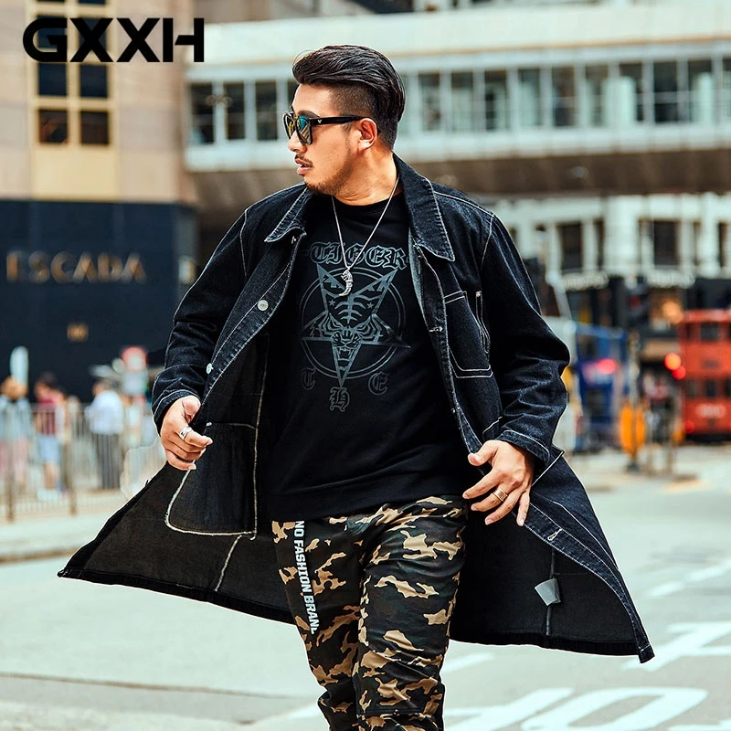 GXXH новый осенне весенний мужской джинсовый Тренч длинные пальто одежда мужское