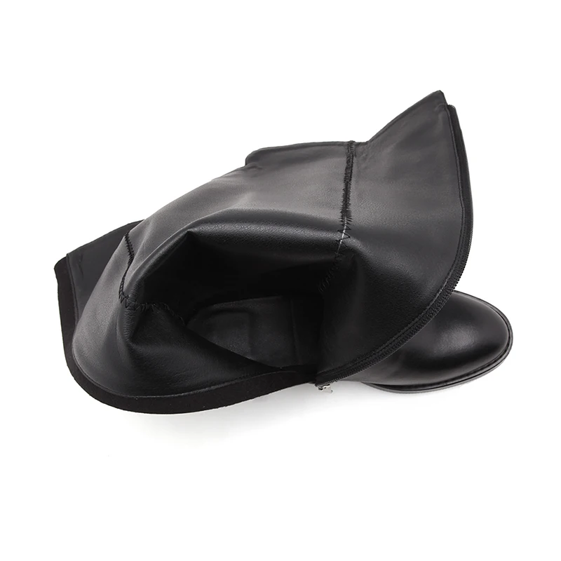 

VALLU Knee-High Boots For Women Fashion Brand Lady Booties Natural Leather Zipper Sexy Block Heel Female 2018 European Shoes