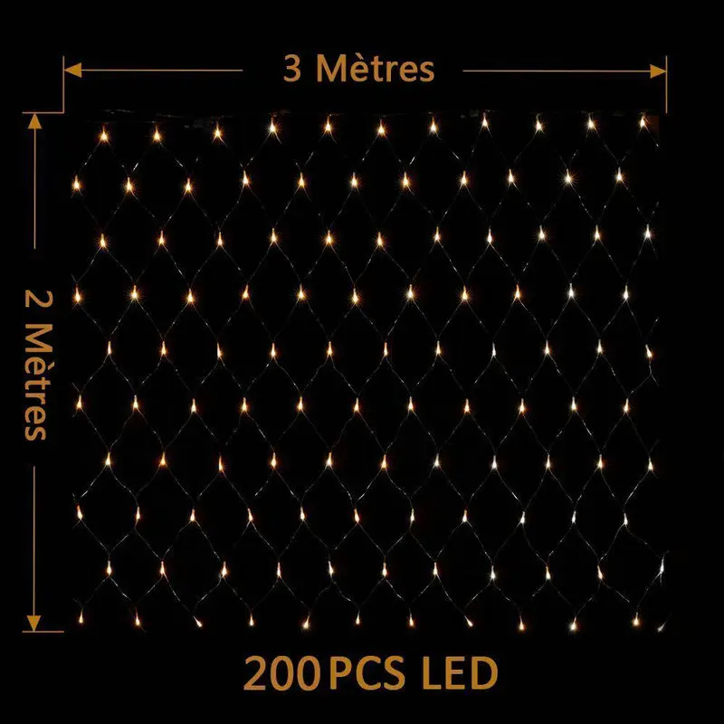 2Mx3M 200LED Curtain Net Lights LED web light mesh fairy lights for christmas/ Xmas/Wedding party decoration-Warm white | Лампы и