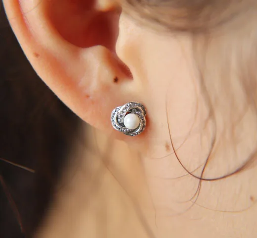 fashion 100% 925 Sterling Silver natural pearl cz studs cute girl jewelry silver earring 2017 new design | Украшения и аксессуары