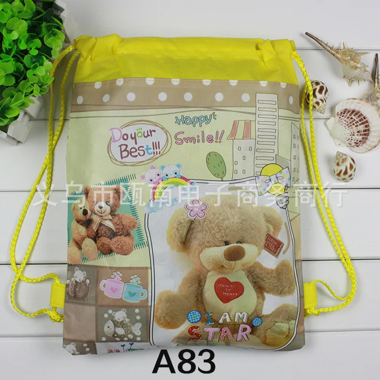 12pcs Love design Children School Bag Kids Printing Cartoon Backpacks Drawstring christmas gift bag party bags |