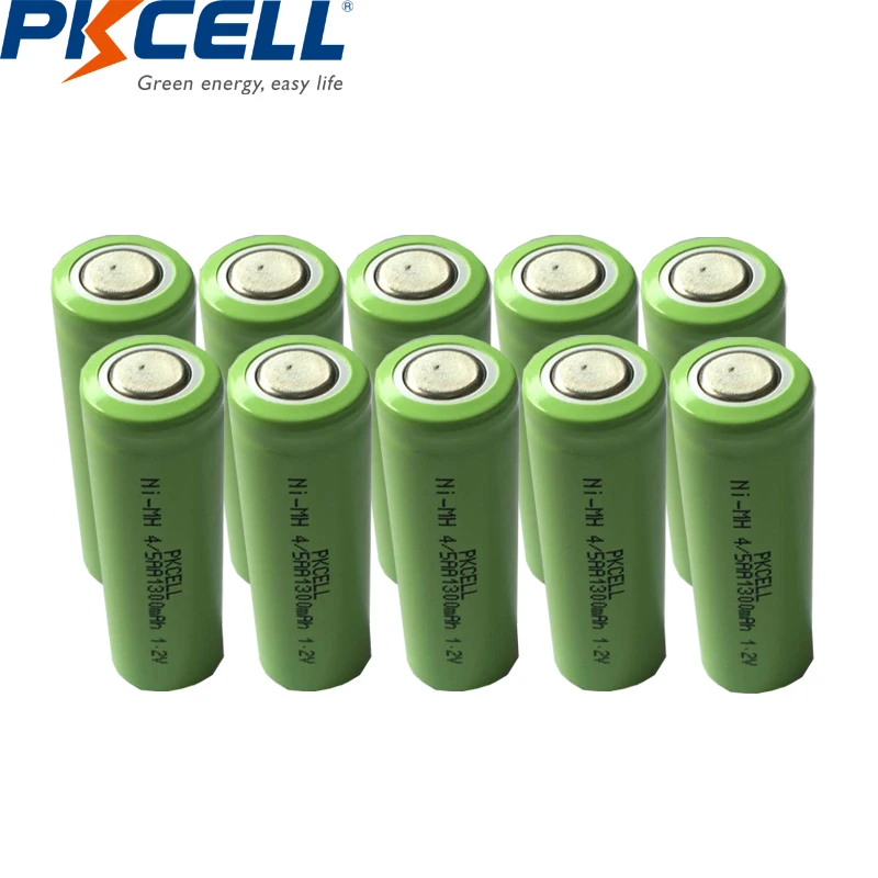 10 шт. PKCELL 4/5AA 1,2 v 1300mah Ni-MH аккумуляторная батарея 4/5 aa батареи с плоским верхом для электробритвы
