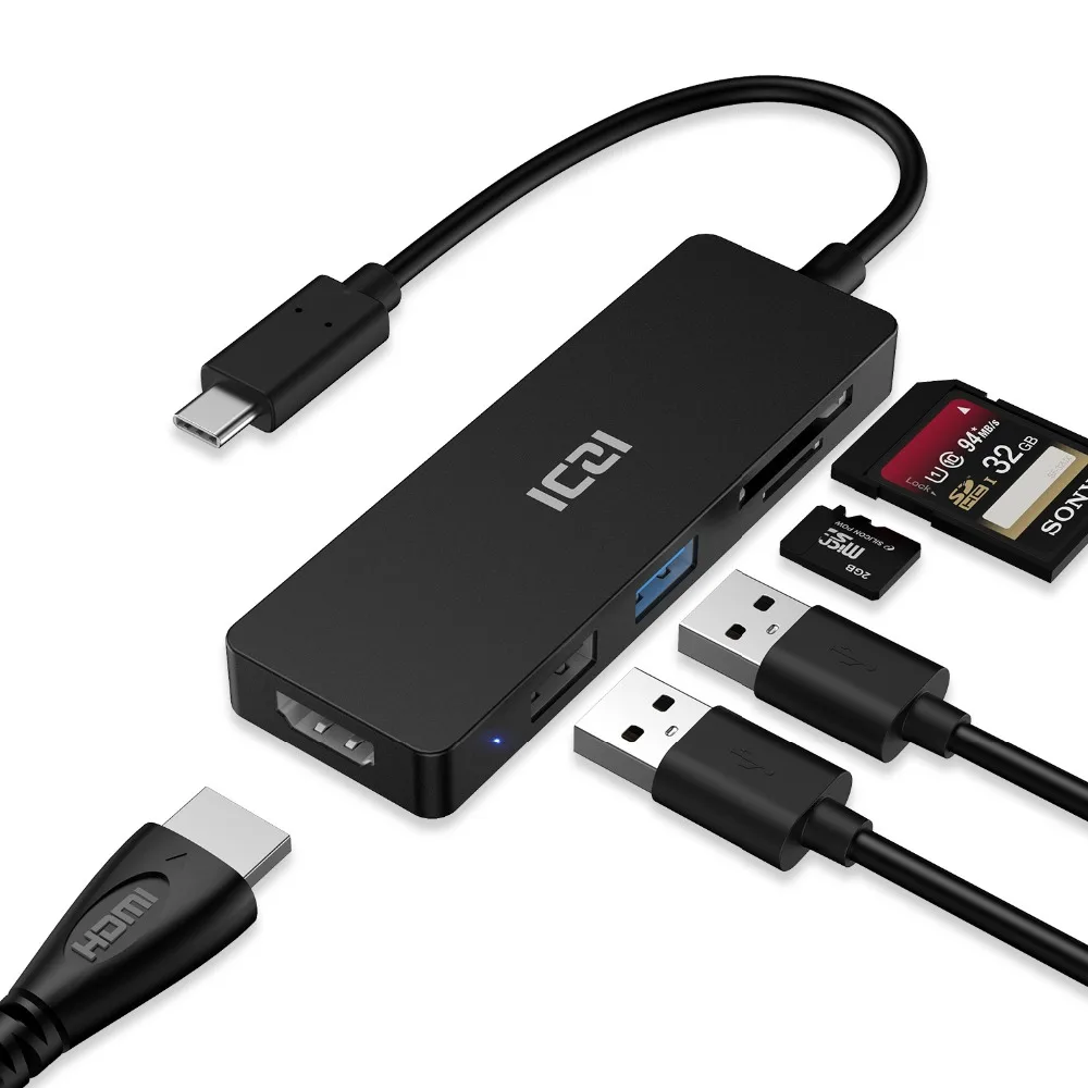 ICZI 4K USB C к HDMI USB 3,0 2,0 SD TF Порты адаптер Тип C к HDMI конвертер концентратор для ноутбука Macbook Pro samsung S9 S10