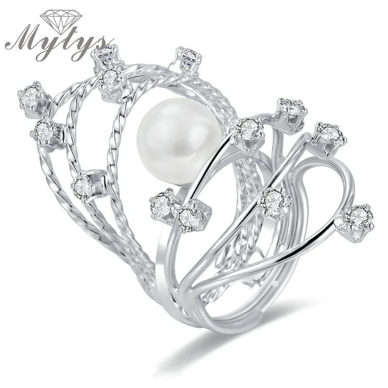 Mytys креативное многослойное кольцо с цветком сердцем и жемчугом на половину