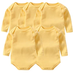 yellow 5 шт./лот, комплекты одежды для маленьких мальчиков, маленькие хлопковые детские комбинезоны, комбинезон для маленьких девочек с длинными рукавами, новинка, зимний комбинезон для малышей - Цвет: yellow