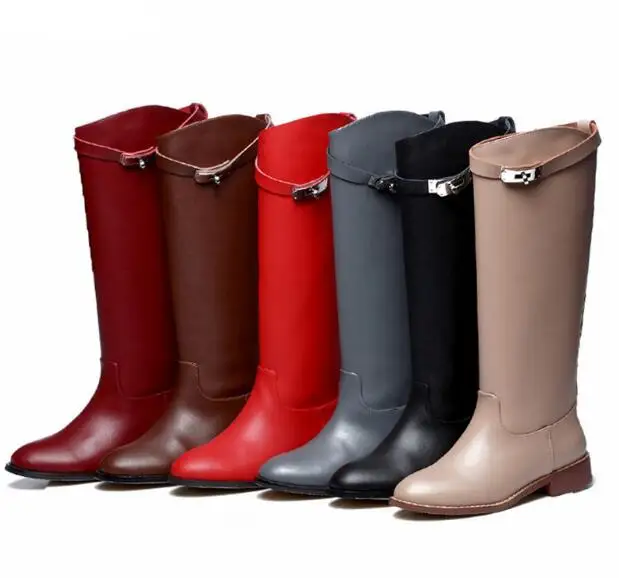 Botines Mujer 2018 Сезон весна лето Ботинки с высоким голенищем коричневого и серого