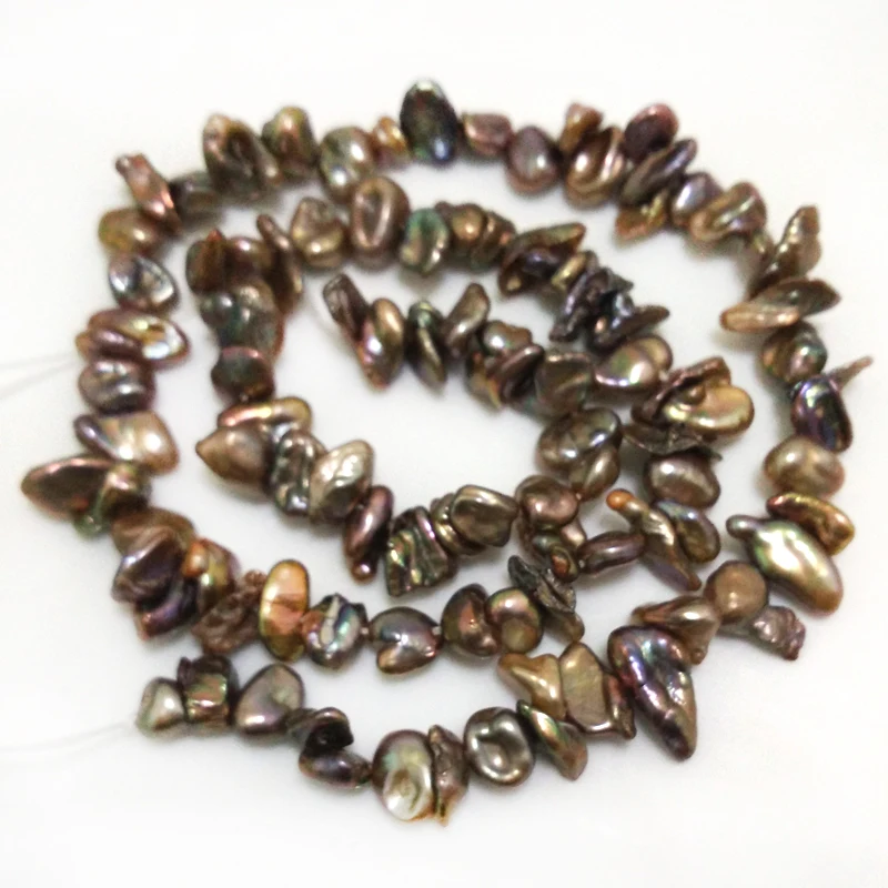 

16 inches 8-9mm Chocolate Side Drilled Natural Keshi Pearl Loose Strand
