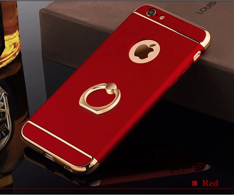 Роскошный чехол с 3D алюминиевым кольцом-подставкой для iPhone 7, 6, 6S Plus, съемный чехол для телефона с полной защитой 360, чехол для iPhone 5, S, 5S, SE