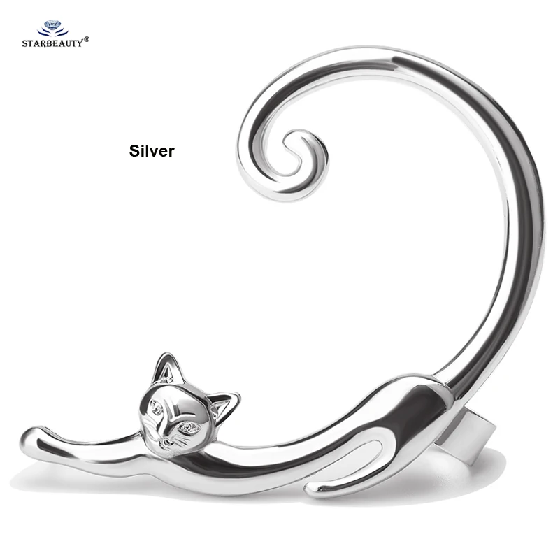 Silver Starbeauty милый мультфильм стерео кошка клипсы крючок сплав Спираль пирсинг для пупка пирсинг серьги-манжеты для женщин Orecchini - Окраска металла: Silver
