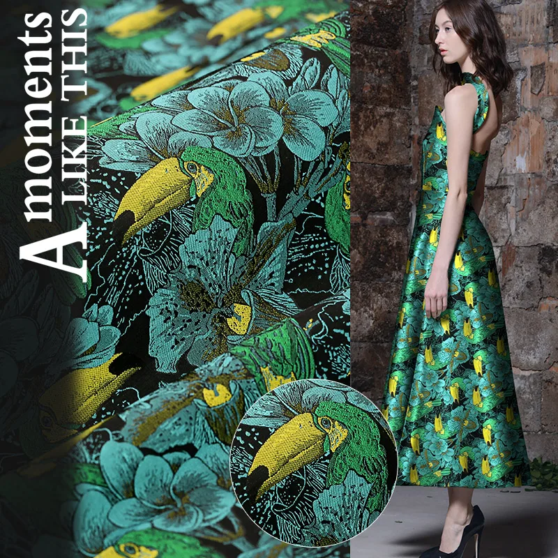 

1Meter Floral Jacquard Brodace Fabric 65"Wide Green Polyester Cotton Material Sewing On Dress Clothes Coats Patchwork Diy