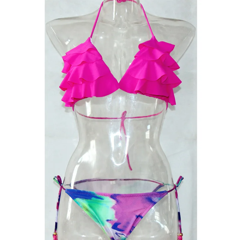 Карамельный цвет бикини 2015 новейшая супер милая пляжная одежда Maillot De Bain пуш ап