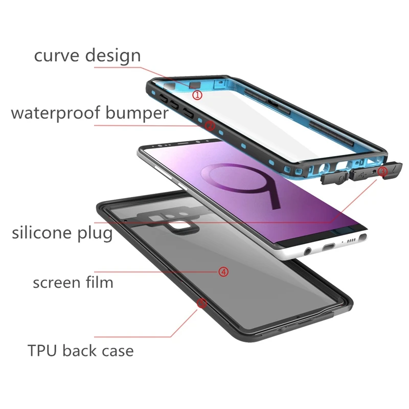 Note 9 Waterproof Case for Samsung Galaxy Underwater Cover Swimming Diving Surfing Full Bag |