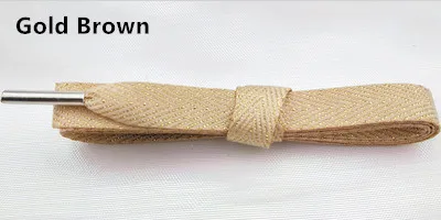 Gold Brown Однотонные блестящие шнурки из полиэстера и хлопка с узором «елочка» для женщин и мужчин; цветная Спортивная повседневная обувь из кожи; шнурки; Прямая поставка - Цвет: Gold Brown