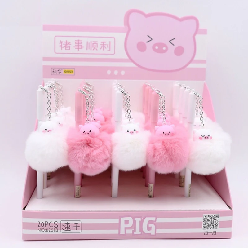 

Sweet cartoon pink piggy Pompom gel pen writting pens canetas material escolar kawaii staitonery paperlaria school supplies