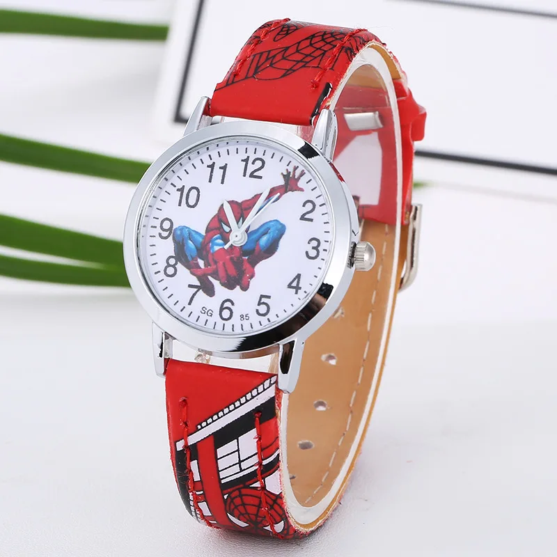 Модные брендовые милые детские кварцевые часы с героями мультфильмов кожаный