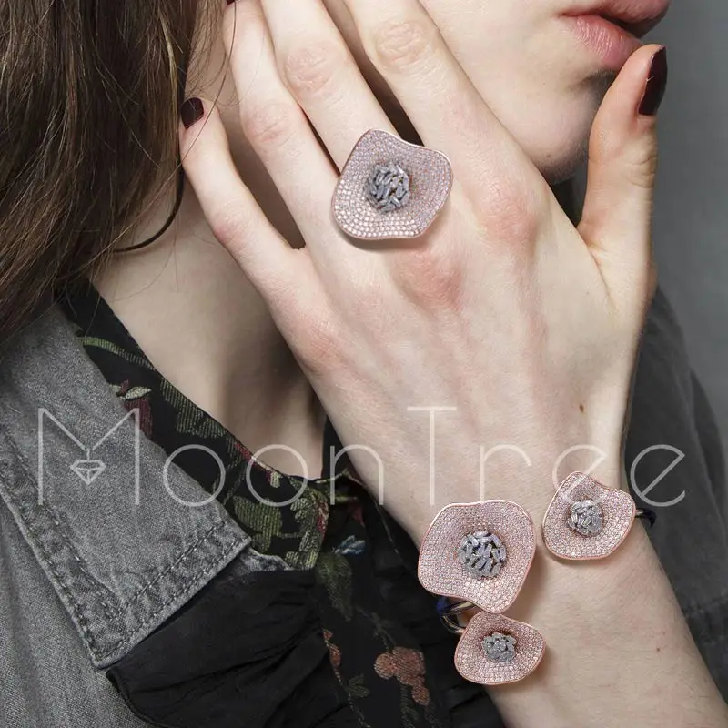 MoonTree/роскошное платье в форме листа лотоса с кубическим цирконием AAA 3 цвета для