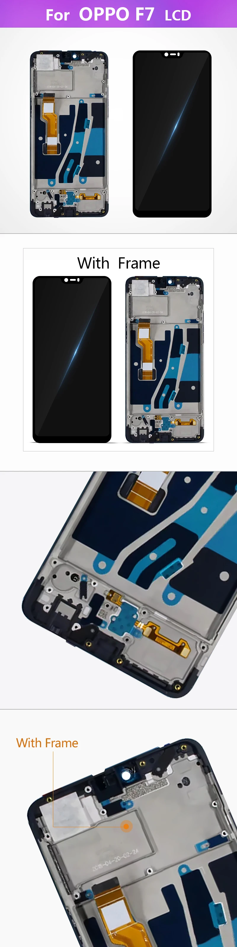 Для OPPO F7 ЖК сенсорный экран дигитайзер CPH1819 дисплей запасные части в сборе с рамкой Протестировано