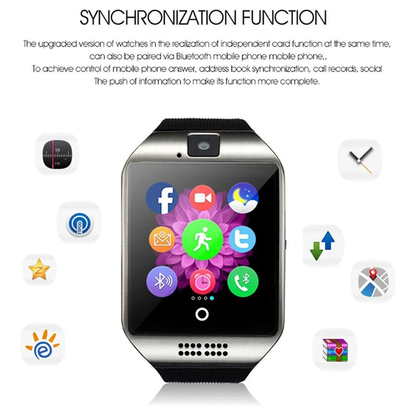 JKING Smart Watch With Camera Q18 Bluetooth Smartwatch SIM TF Card Slot Fitness Activity Tracker Sport For Android | Электроника