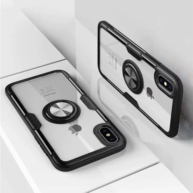 Роскошный защитный чехол с кольцом для iphone X XS Max XR магнитный автомобильный