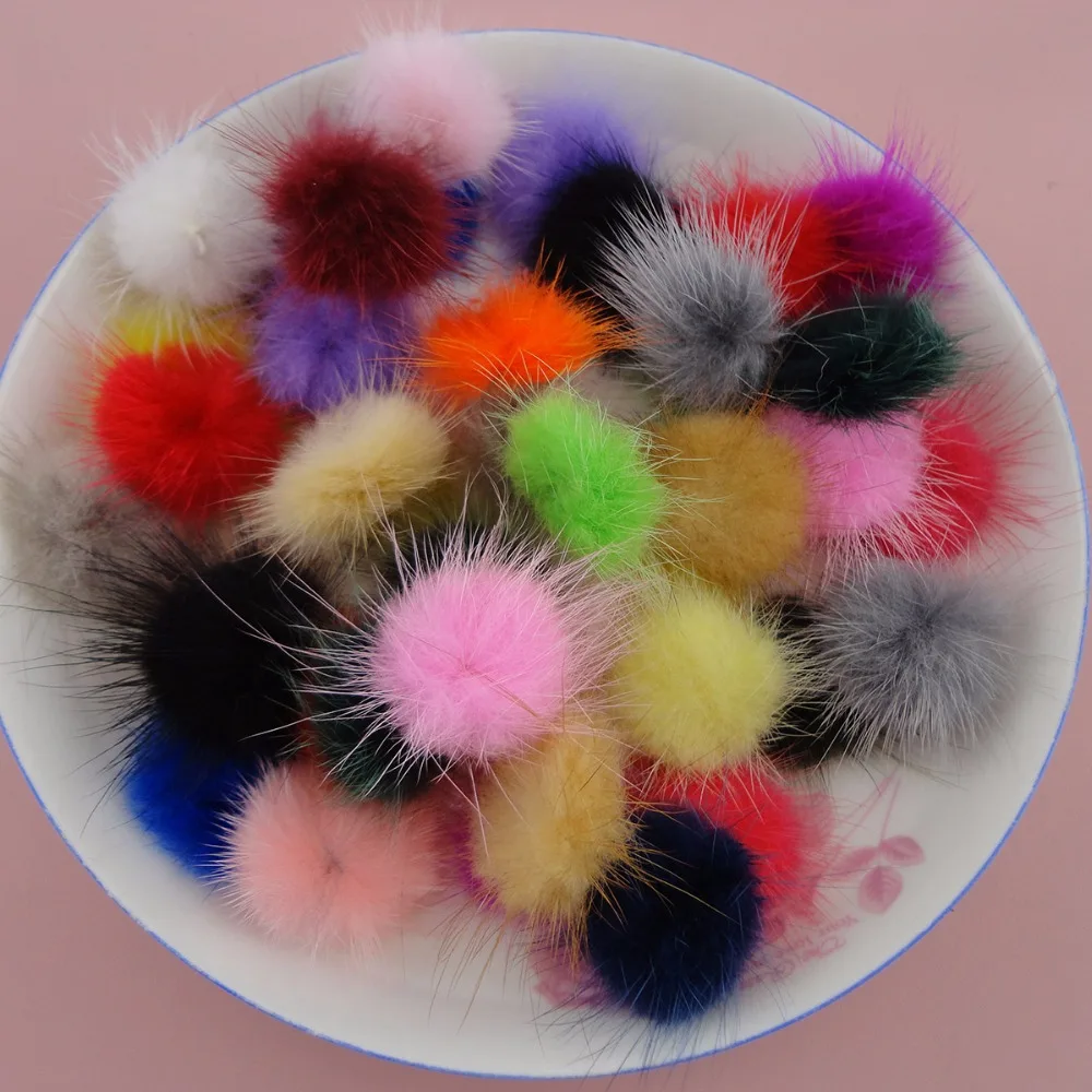50 шт. разноцветные шарики с помпоном из меха норки 3 0 см украшения для волос