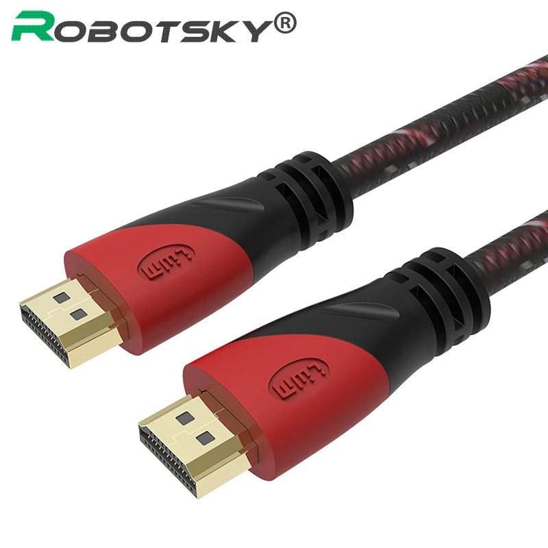 Нейлоновая оплетка кабеля HDMI 0,5 HDMI кабель 1 м 1,5 м 1,8 м 3 м 5 м 10 м кабель HDMI 1080P 3D для PS4 Xbox проектор HD ЖК-дисплей Apple ТВ портативных ПК компьютер