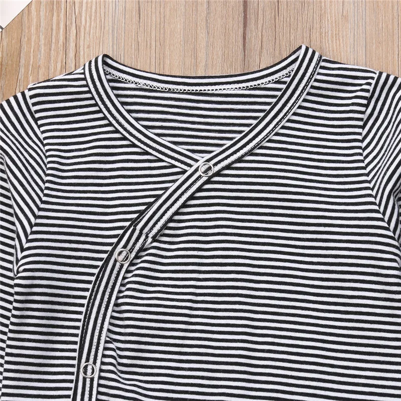 Emmababy Newborn Baby Boy Autumn clothes Set Boys Casual striped single breasted Cotton Top bodysuit Pants Outfit Clothing sets |