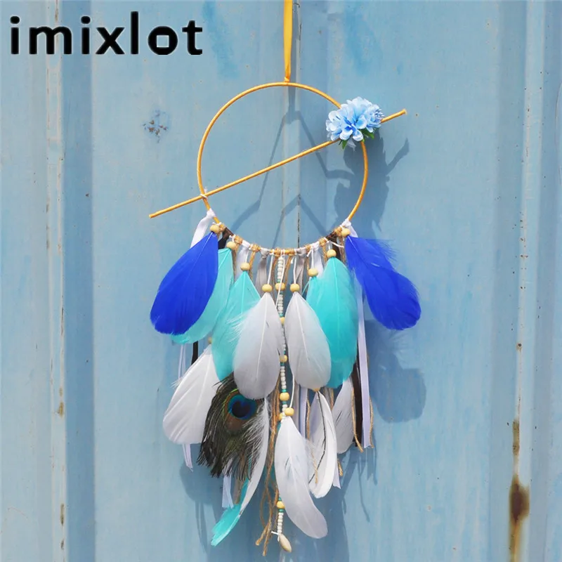 Imixlot Natural Stone Charm India Retro Life Tree Feather Dream Catcher Wind Chimes Hanging Dreamcatcher Home Decoration Last | Дом и сад