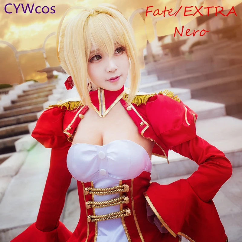 FGO Fate/оливковое масло Экстра Косплэй красный сабля Artoria Пендрагон nero, для косплея костюм красное платье, рождественские костюмы