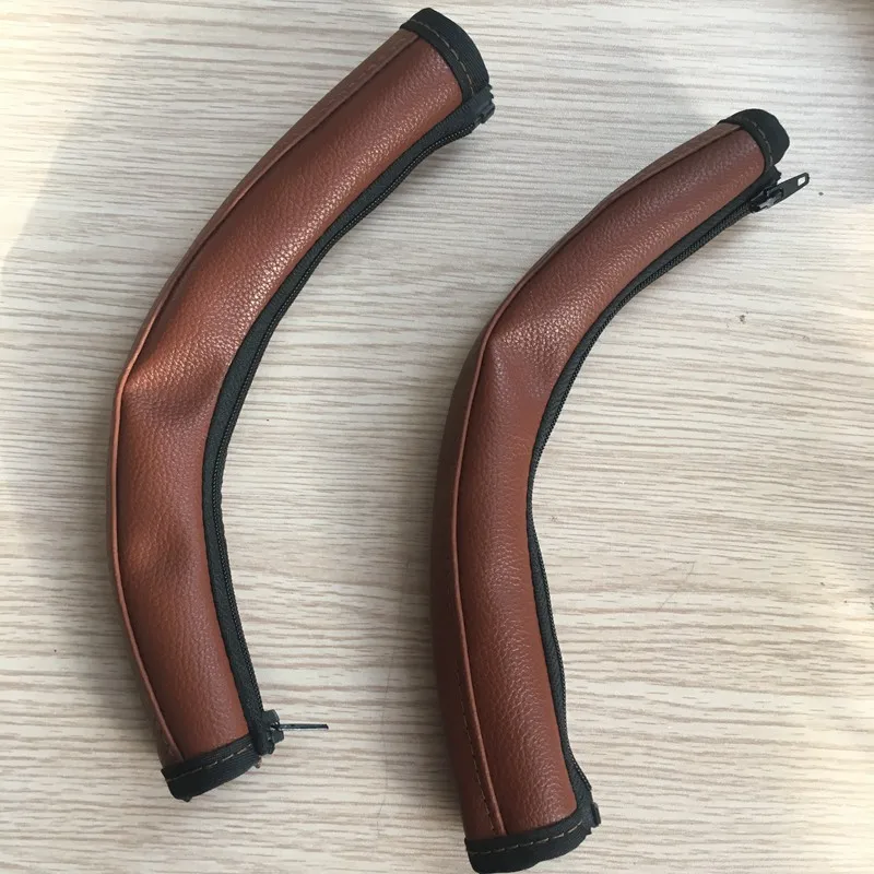 A 27x9.5cm browm 2 шт./компл. Универсальная коляска Аксессуары для колясок кожаных чехлов и ручкой, покрытой качественным чехлом подлокотник для детской коляски Pu Защитный чехол для Yoyaplus - Цвет: A 27x9.5cm browm