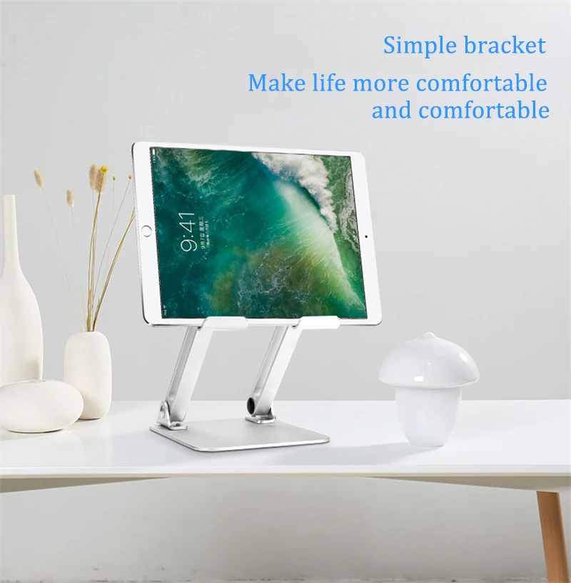 Desktop Алюминий сплав держатель таблетки Регулируемая Складная Мобильный телефон Планшеты повысить Подставка для iPad Air Mini Pro 11 12,9 дюйма
