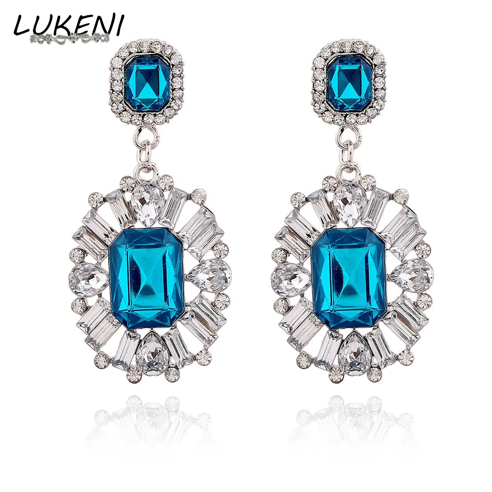 

LULUKENI 2017 Fashion Jewelry Crystal Created Gemstones Long Dangle Earrings Rhinestone Wedding Drop Earrings for Women DE040