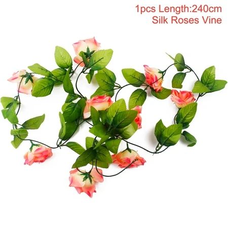 rose pink FENGRISE 2 м Сакура вишня украшение для свадебной арки из ротанга искусственные виноградные цветы Шелковый Плющ украшение комнаты невесты висячая гирлянда - Цвет: rose pink