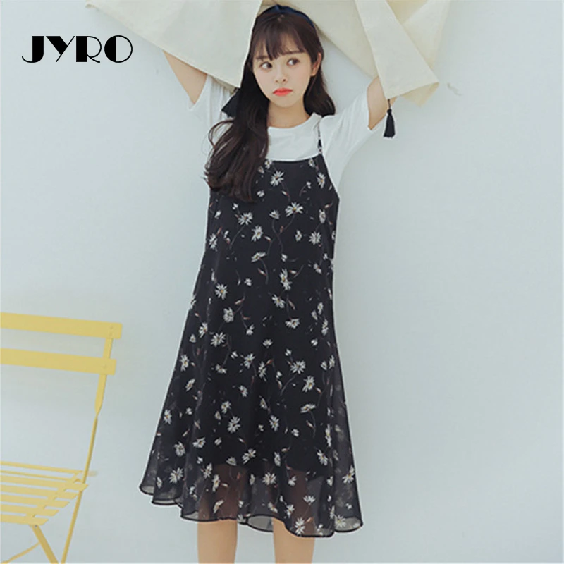 Jyro бренд 2018 новые летние без рукавов из шифона Сломанные цветы средней длины