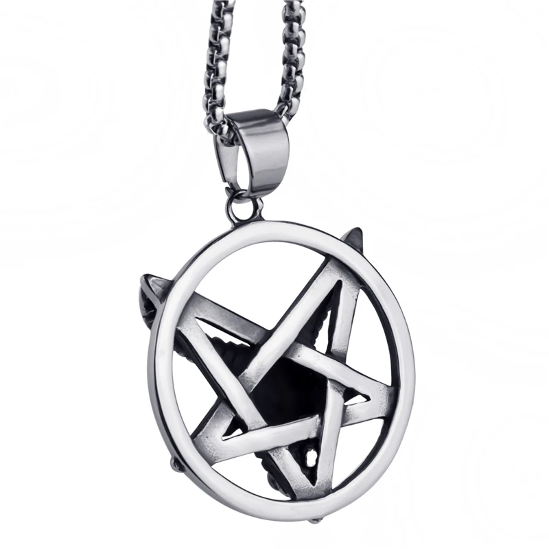 Мужская подвеска на цепочке Baphomet Goat Pentagram Devil Shar Amulet из нержавеющей стали, ювелирные изделия, длина 45-90 см.