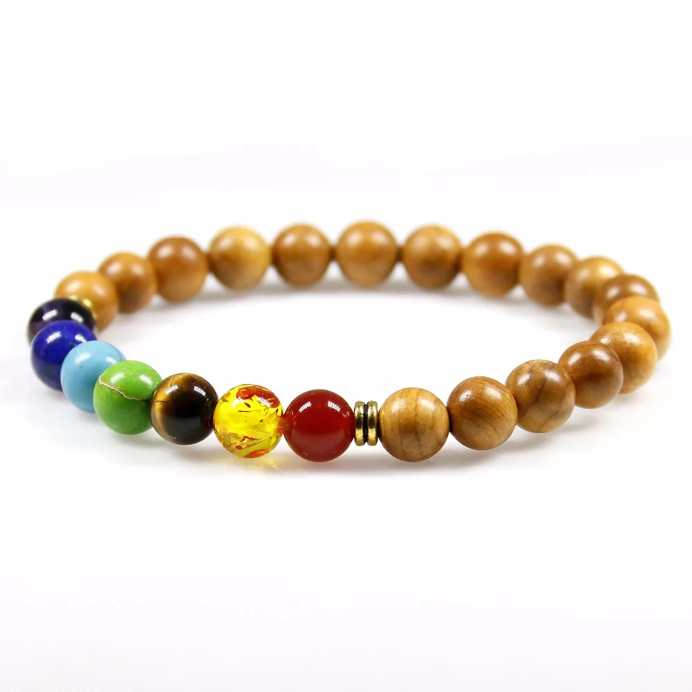 Модные женские и мужские тянущиеся браслеты для йоги 8 мм высокое качество дерево