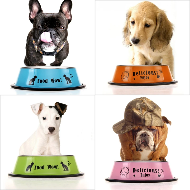 

11cm Dog Bowl Cat Bowl Stainless Steel Anti-skid Food Water Dishes Feeder Pet Feeding Bowl Food Drink Bowl