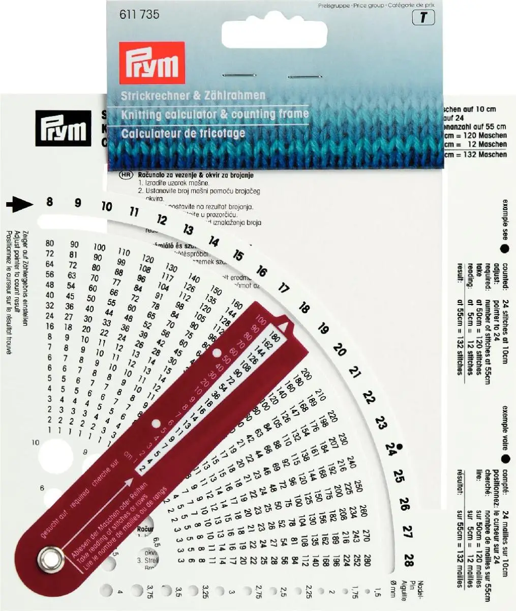 Германия Prym 611735 линейка для измерения плотности, счетчик вязания, калькулятор вязания, калькулятор вязания, счетная рама, пэчворк