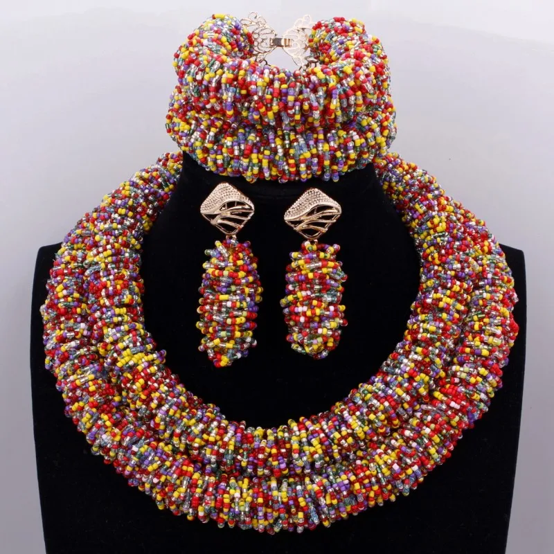 Набор золотых ювелирных изделий комплект из 2 х слойных свадебных ожерелий и