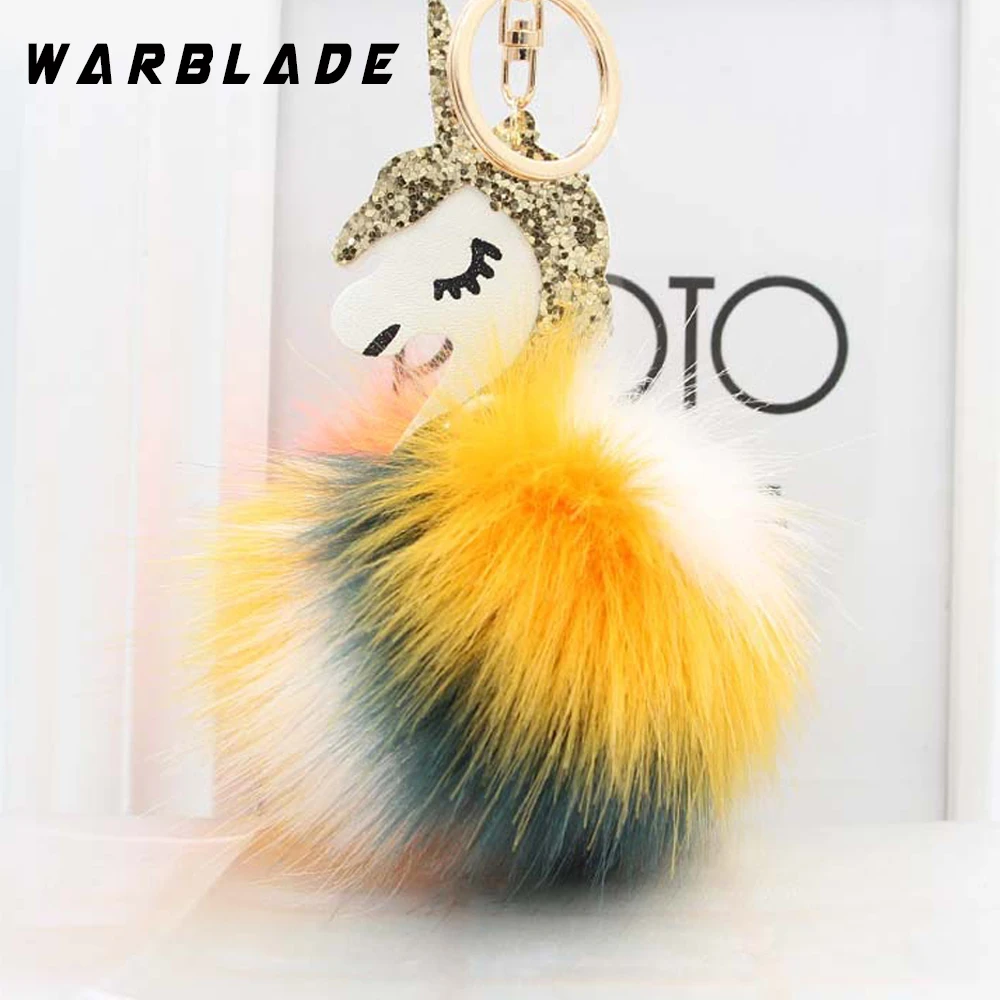 Помпон единорог брелок красочные украшения искусственный пушистый для ключей