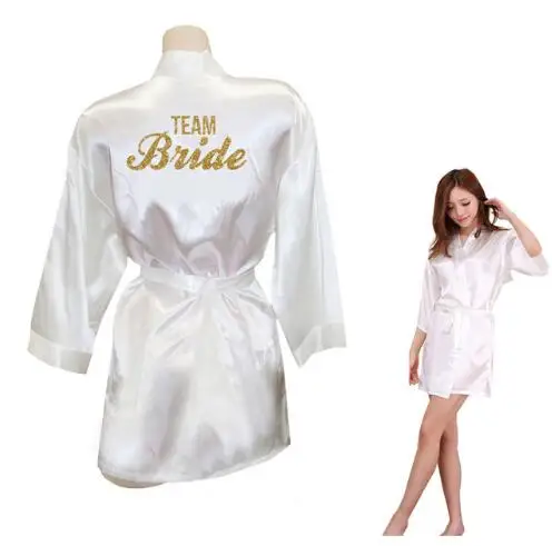 As the photo show Свадебное кимоно с золотым блестящим принтом для невесты, женская одежда из искусственного шелка для девичника, свадебная одежда - Цвет: As the photo show