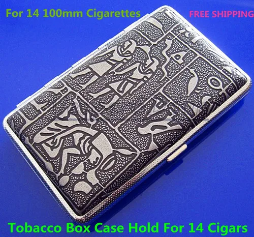 10 шт. египетский узор нержавеющая сталь сигарета чехол серебро серый держите за 14