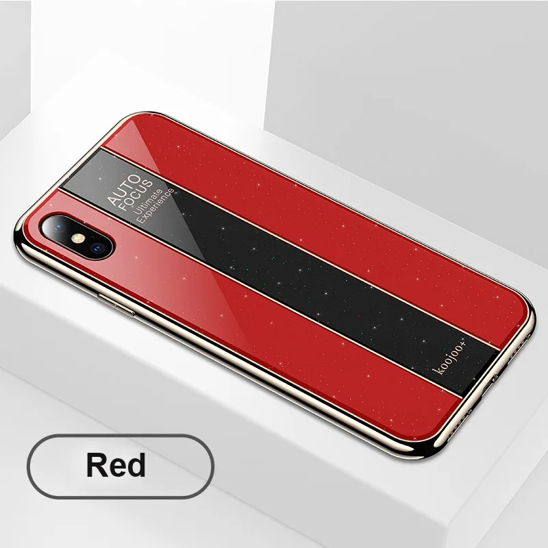 Деловой чехол для телефона из оргстекла для iPhone XR X XS XMax, роскошное покрытие из ТПУ, чехол с полосатым узором для iPhone 7, 8, 6, 6S Plus - Цвет: Red