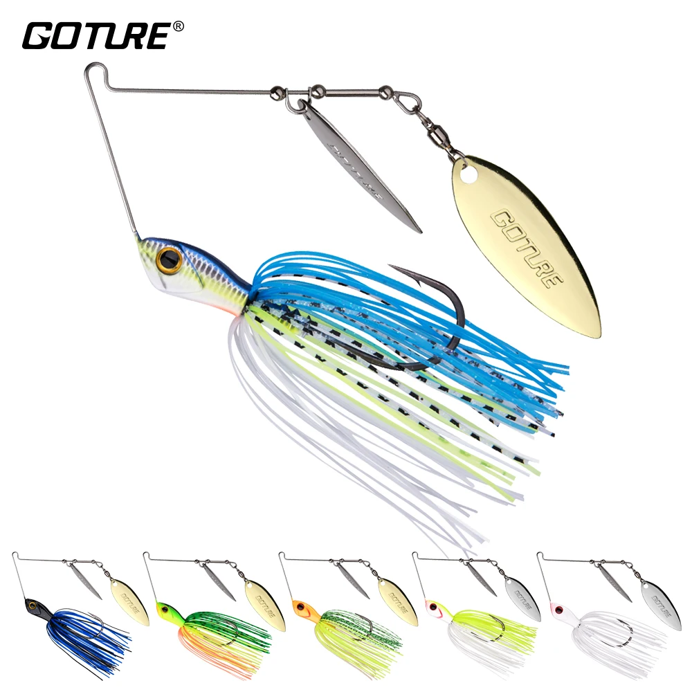 

Goture 1pc 10g/14g Lead Head Spinnerbait Fishing Lure with Spoon Metal Jig Jigging Lure Swimbait Spinner Bait for Bass Pike