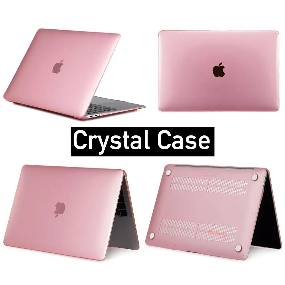 Pink-crystal MQTALLIN, матовый/Кристальный чехол для ноутбука MacBook Pro retina Air 11 12 13 15 дюймов, для Mac book new pro/Air 13, чехол - Цвет: Pink-crystal