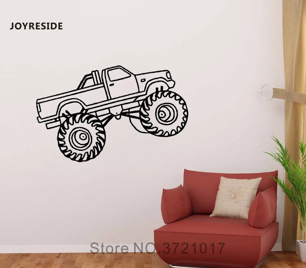 Joyestee Monster Truck Наклейка на стену для гоночного автомобиля виниловая наклейка