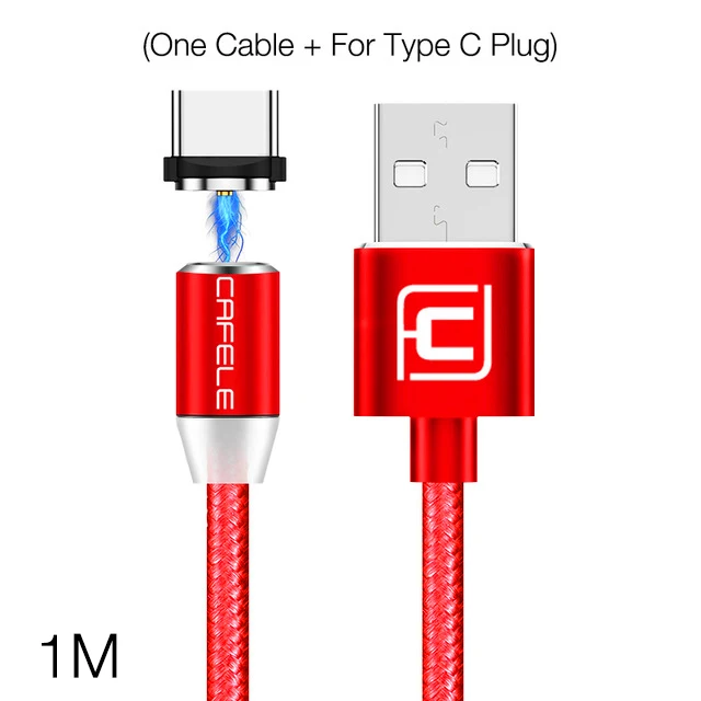 1M Red for Type C Cafele светодиодный светодиодный магнитный usb-кабель для iPhone Micro USB кабель USB C магнитное зарядное устройство нейлон Кабо Для samsung Xiaomi huawei - Цвет: 1M Red for Type C